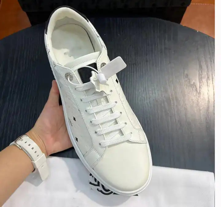 Custom High quality Genuine leather Luxury Unisex Sneaker Newest fashion Designer White Men's Casual Shoes