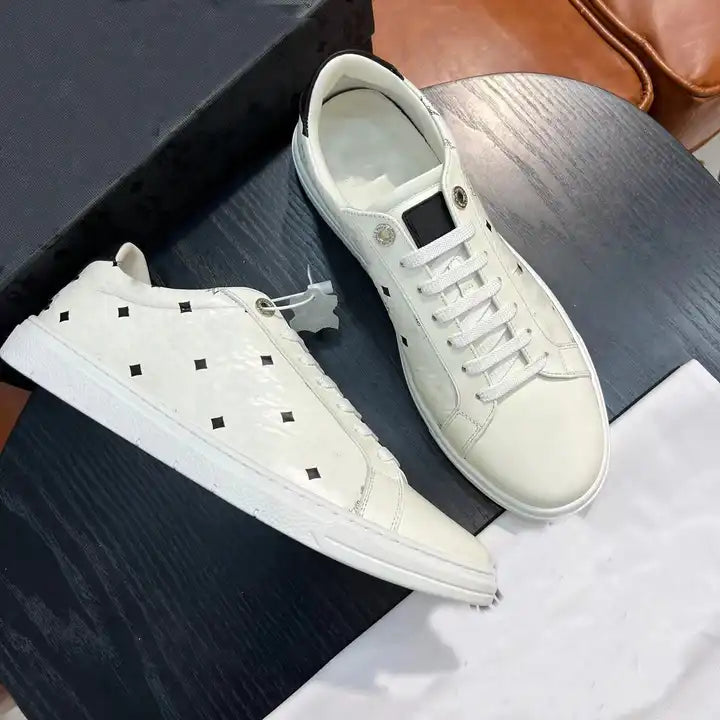 Custom High quality Genuine leather Luxury Unisex Sneaker Newest fashion Designer White Men's Casual Shoes