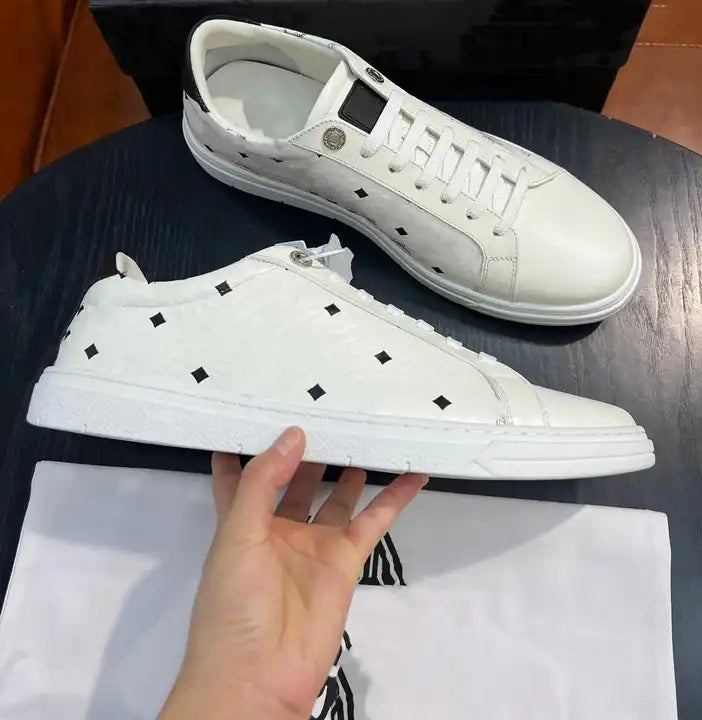 Custom High quality Genuine leather Luxury Unisex Sneaker Newest fashion Designer White Men's Casual Shoes