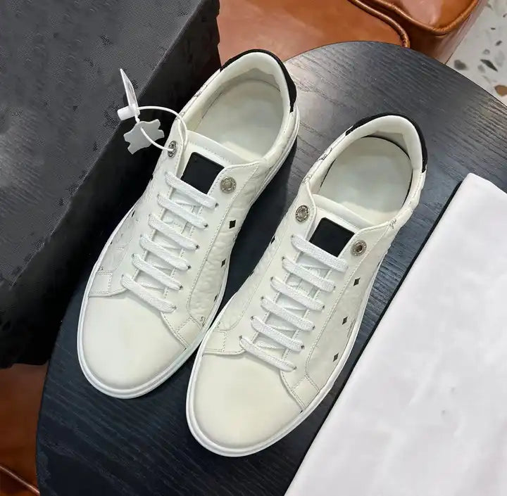 Custom High quality Genuine leather Luxury Unisex Sneaker Newest fashion Designer White Men's Casual Shoes